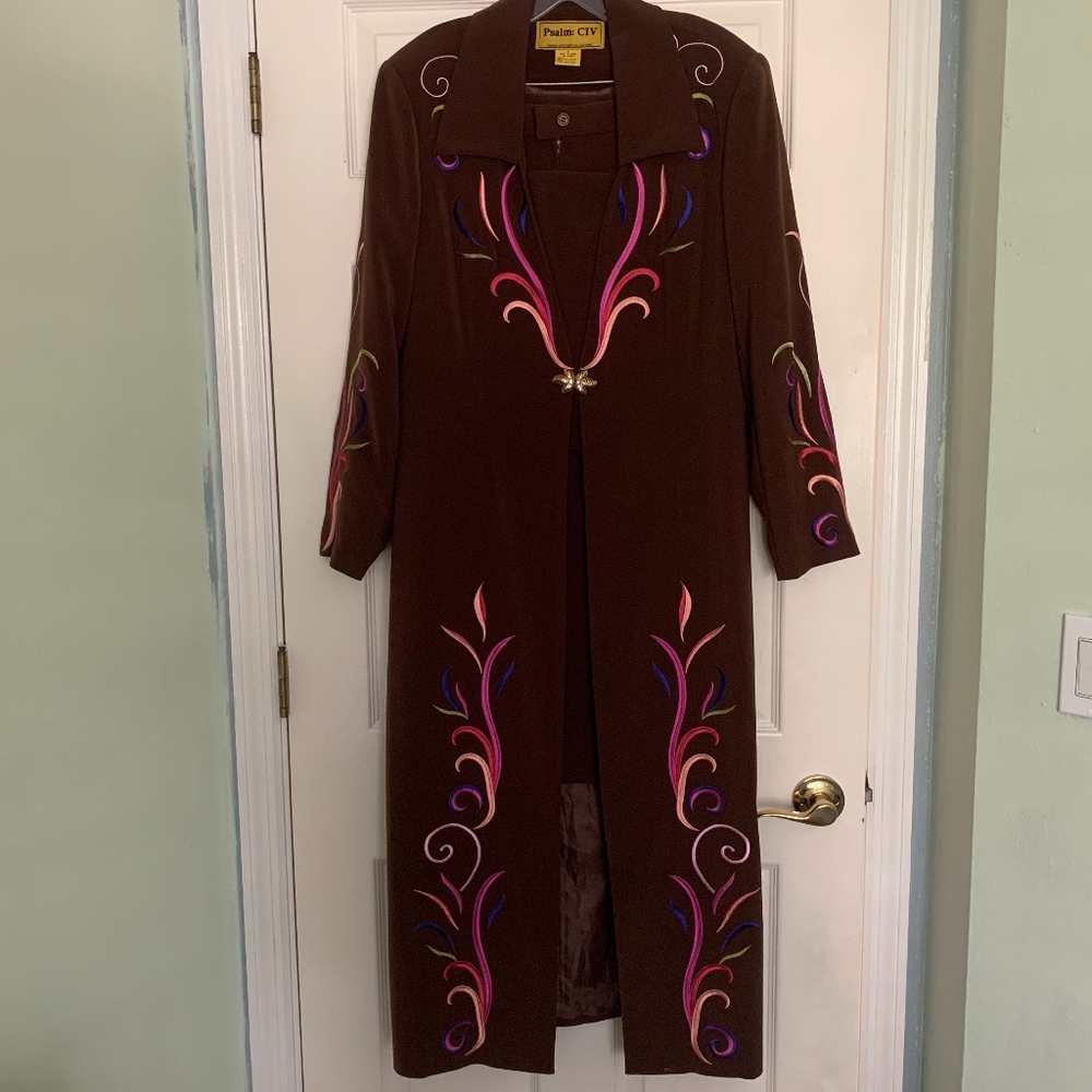 Vintage 1980's Psalm:CIV Size 12W Brown Maxi Coat